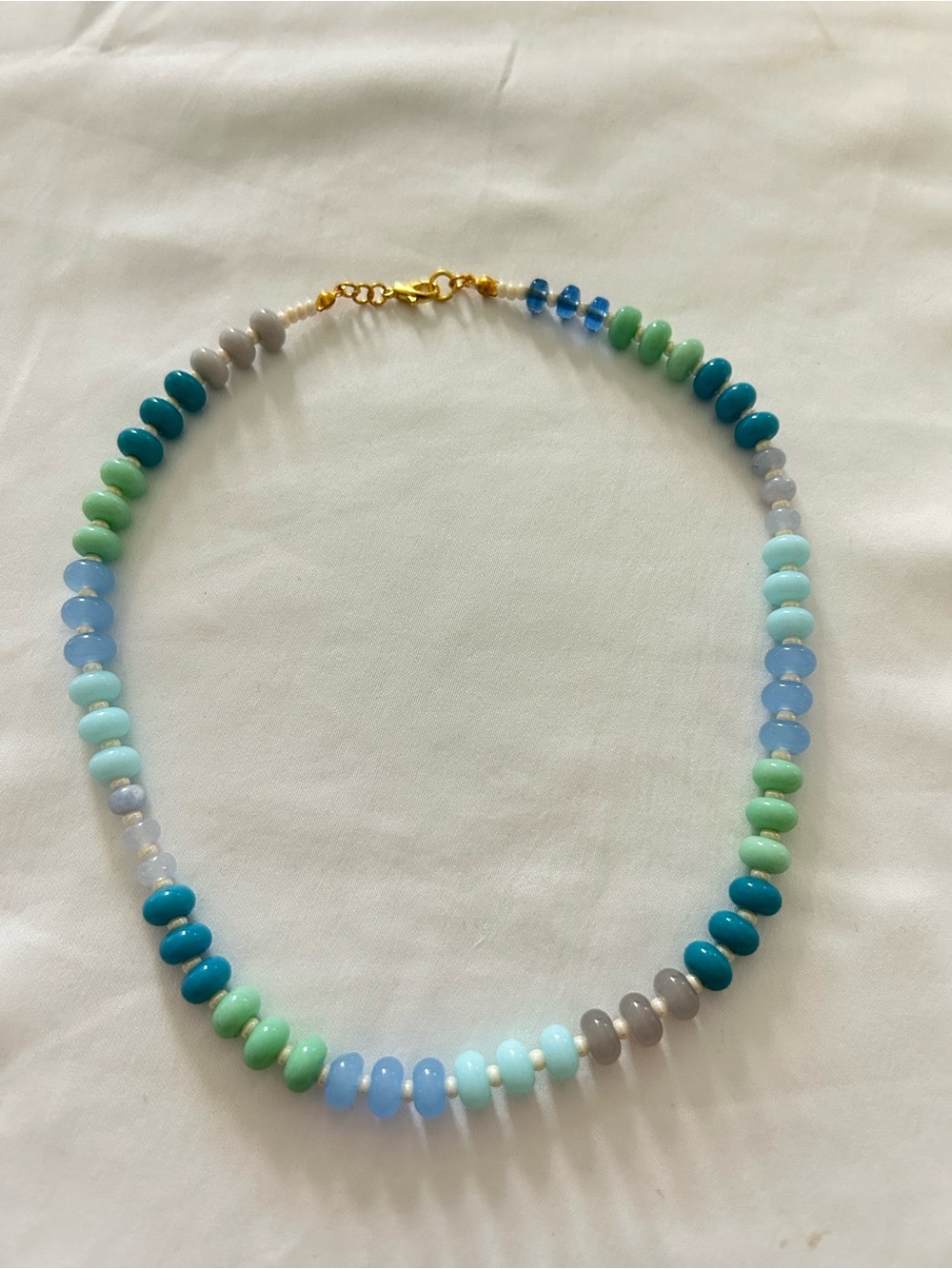 Handmade Multicolor Beaded Necklace - Blue & Green🦋🐠🌀